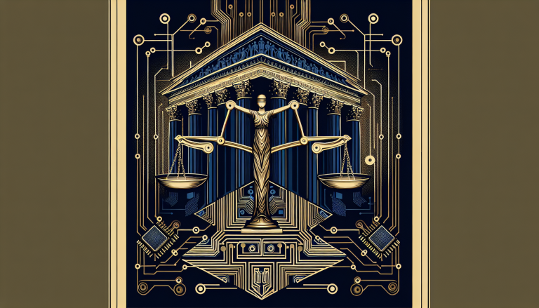 Illustration for: Justice Department Intervenes in [Case Name] Challenge to AI Regulation